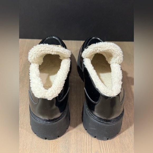 Steve Madden Women's Lando Black Loafers Faux Shearling Lining Chunky Sole 9M - Picture 5 of 10